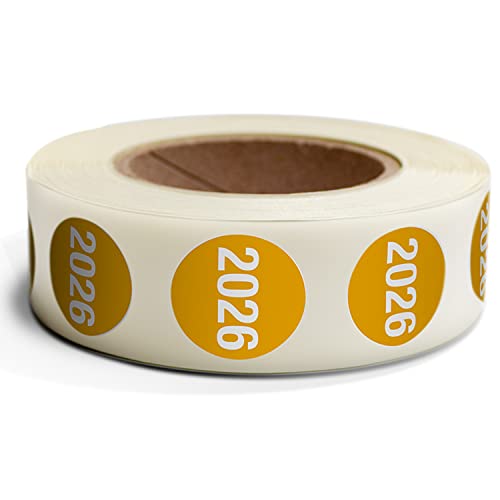 Jahreszahlen Aufkleber 2026 500 Stück auf Rolle 4,0 cm Ø Papier, selbstklebend permanent haftend blickdicht Ordnerbeschriftung Jahreszahlaufkleber Jahres Sticker Jahreszahletiketten von Betriebsausstattung24