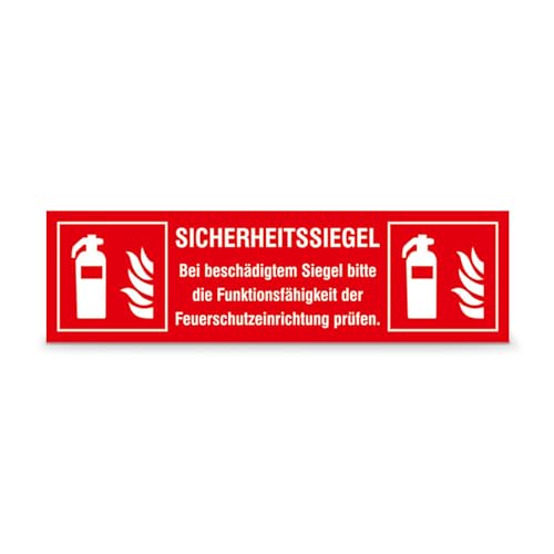 Sicherheitssiegel für Feuerschutzeinrichtung - "Bei beschädigtem Siegel…" - 500 Aufkleber auf Rolle - Schachbrettfolie - BxH: 10,5 x 3,0 cm - Manipulationssicherung von Betriebsausstattung24