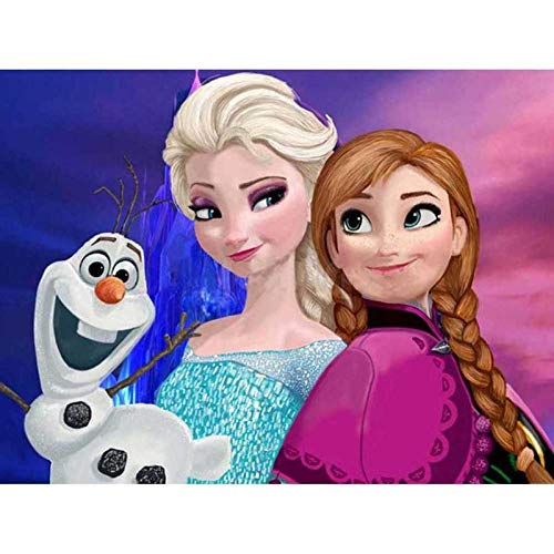 5D Diamant Malerei Prinzessin Anna Elsa Schneemann Olaf, DIY Diamond Painting Set Vollbohrer Stickerei Malerei Crystal Strass Stickerei Für Haus, Wand Und Eingang Dekorationen 40x50 cm von Better Selection