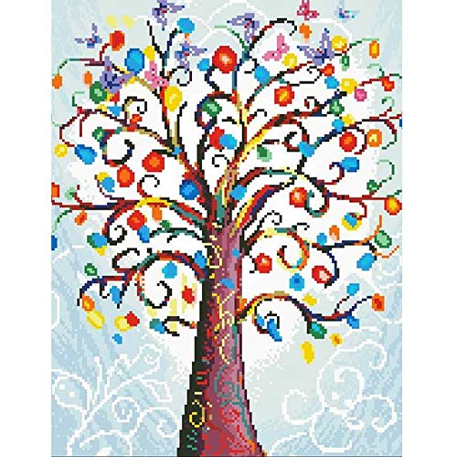 5D Diamant Malerei Set für Erwachsene Regenbogen Baum bunt Schmetterling Baum Anfänger runde Stickerei Strasssteine Kunsthandwerk für Zuhause Wanddekoration tolles Geschenk für Familie 30x40 cm von Better Selection