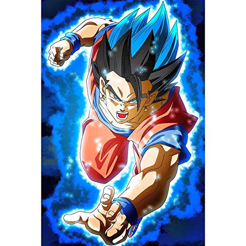 5D Diamant Malerei Set für Erwachsene und Kinder, blauer Hintergrund, Super Saiyan Dragon Ball, Stickerei, Kreuzstich, Bildzubehör, Kunsthandwerk für Zuhause, Wanddekoration, Malerei, 30x45 cm von Better Selection