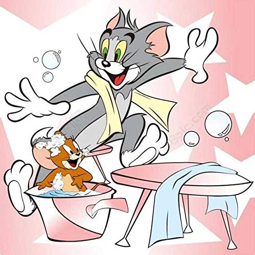 5D Diamant Malerei Tom Und Jerry Baden Zusammen, DIY Diamond Painting Set DIY Diamant Malerei Vollbohrer Stickerei Malerei Crystal Strass Stickerei Für Haus, Wand Und Eingang Dekorationen 30x30 cm von Better Selection