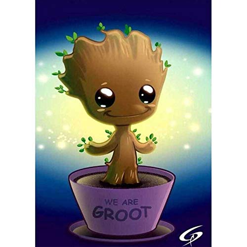 5D Diamant Painting Set, Niedlicher Baby Groot Wächst DIY Diamant Painting Vollbohrer Kit, Geschenk Für Erwachsene Kinder, Wohnzimmer Schlafzimmer Büro Wand Und Eingang Dekoration 30x40 cm von Better Selection