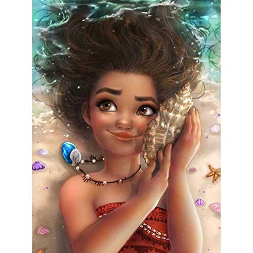 5D Diamant Painting Set, Tapferes Mädchen Moana Liegt Am Strand DIY Diamant Painting Vollbohrer Kit, Geschenk Für Erwachsene Kinder, Wohnzimmer Schlafzimmer Büro Wand Und Eingang Dekoration 40x50 cm von Better Selection