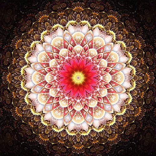 Better Selection 5D DIY Diamant-Gemälde [Full Diamond] Strass-Bilder von Kristallen Stickerei, Tier-Streetkunst, Heimdekoration, 30x30 cm, Lotus Mandala Indische von Better Selection