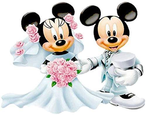 Better Selection 5D-Diamant-Leinwandbild, 30x40 cm, Mickey Minnie nach Zahlen, Strassstein-Gemälde, Micky Maus Hochzeit von Better Selection