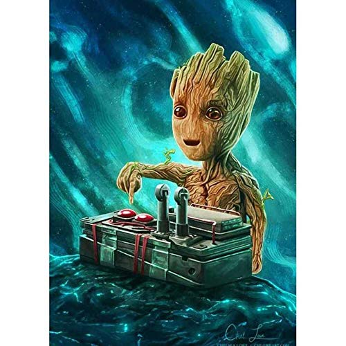 Better Selection 5D Diamant Painting Set, Baby Süßer Groot DIY Diamant Painting Vollbohrer Kit, Geschenk Für Erwachsene Kinder, Wohnzimmer Schlafzimmer Büro Wand Und Eingang Dekoration 30x40 cm von Better Selection