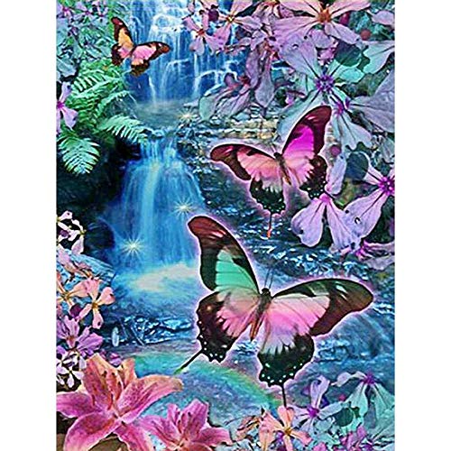 Better Selection DIY 5D Full Diamond Painting Kit, Schmetterling Frühling Wasserfall Diamond Art Kits für Erwachsene Malen mit Diamanten Kits Diamanten Stickerei nach Zahlen 30x40 cm von Better Selection