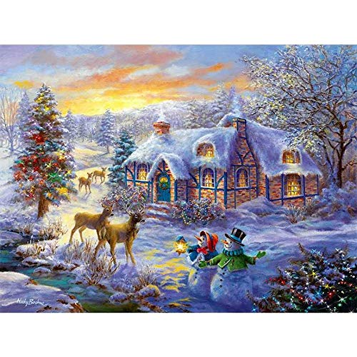 Better Selection DIY 5D Full Diamond Painting Kit, Schneemann Hirsch Weihnachten Schnee Diamant Kunst Kits für Erwachsene Malen mit Diamanten Kits Diamanten Stickerei nach Zahlen 30x40 cm von Better Selection