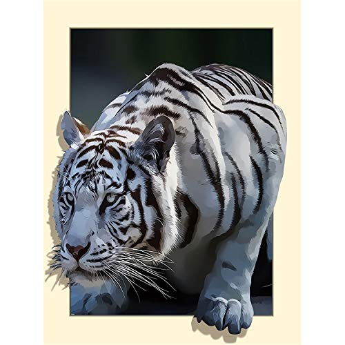 Better Selection Jagd weiß Tiger 5D DIY Diamant, Kreuzstich DIY Diamant Gemälde, Tiger Blick des, 35x45 cm von Better Selection