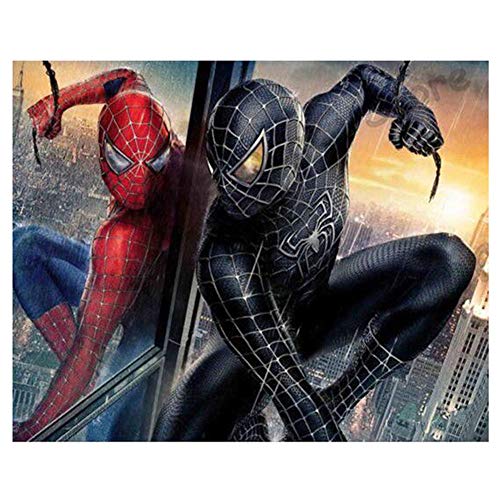 DIY 5D Diamantmalerei-Set, komplettes Bohrer, Superhelden-Vorbereitung, Stickerei, Kreuzstich, DIY Kunst Handwerk Home Wand Dekor (Diamant-Malwerkzeug) 30x40 cm Spiderman und schwarze Spinne von Better Selection