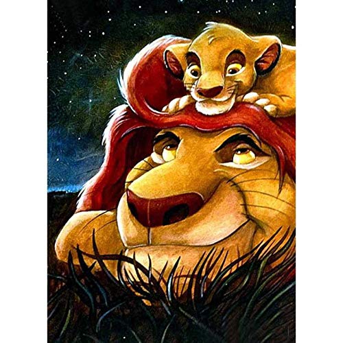 DIY 5D Diamond Painting, DIY Diamond Painting Pictures, König Des Löwen Vater Und Sohn Simba Diamond Painting Mosaic, Cross Stitch, Rhinestone Painting Wall/ Entrance/ Office Decorations 40x50 cm von Better Selection