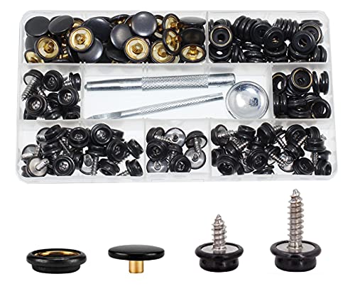 180pcs Schrauben Druckknopf, BetterJonny 60 Sets Edelstahl Snap Fasteners Press Stud Kit mit 3 Stück Einstellung Werkzeug in Aufbewahrungsbox für Boot Abdeckung Möbel von BetterJonny