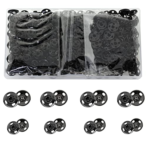 200 Sets Druckknöpfe zum Aufnähen, BetterJonny 12 mm und 10 mm Metall Druckknöpfe Druckknöpfe zum Nähen von Kleidung Schwarz von BetterJonny