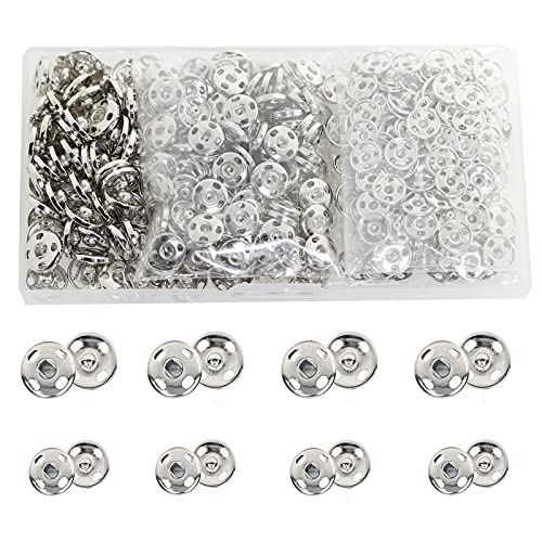 200 Sets Druckknöpfe zum Aufnähen mit Aufbewahrungsbox, BetterJonny 12 mm und 10 mm Metall Druckknöpfe Druckknöpfe zum Nähen von Kleidung, Silber von BetterJonny