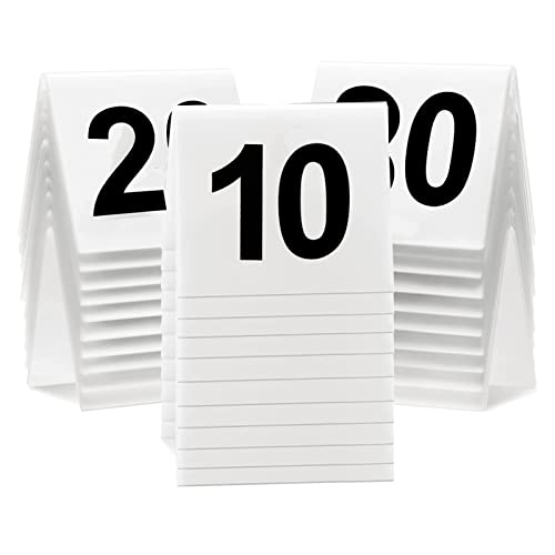 30 Stück Acryl Zelt Tischnummern, BetterJonny Nummer 1-30 Weiß und Schwarz Tischnummern Doppelseitig nummeriert freistehend Tischnummern Restaurant Tischnummern für Hochzeitsfeier und Veranstaltungen von BetterJonny