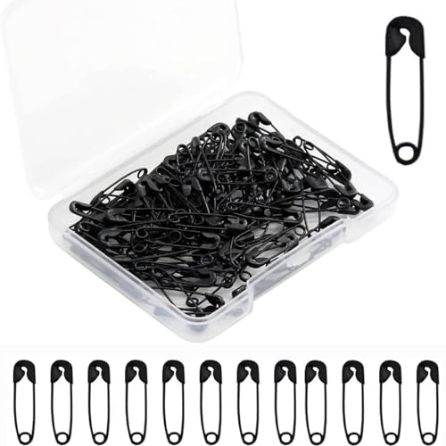 500 Stück Sicherheitsnadeln,19mm Mini Sicherheitsnadeln Metall Sicherheitsnadeln Schwarz Sicherheitsnadeln für DIY Nähen Kleidung Basteln Schmuckherstellung(Schwarz) von BetterJonny