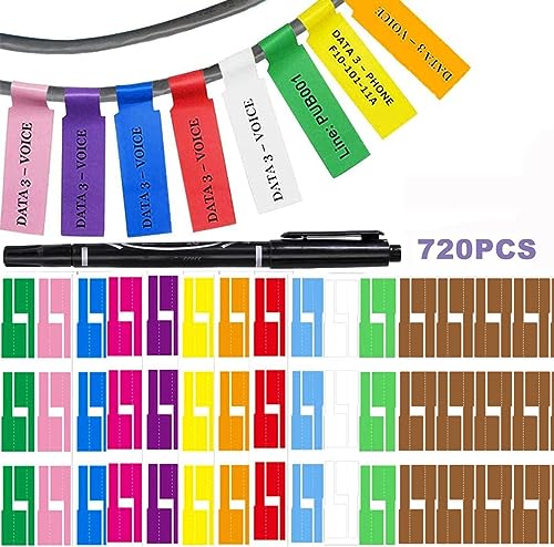 720 Stück Aufkleber Kabelanhänger, Basicon Kabeletiketten, selbstklebend, Identifikation, Kabel, selbstklebend, Kennzeichnung Kabel, wasserdicht, robust, zum Markieren und Organisieren von BetterJonny