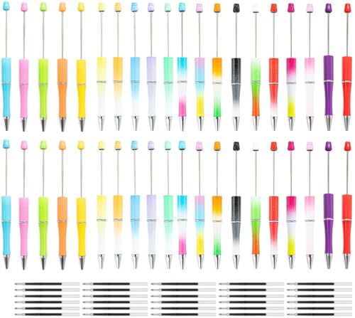 BetterJonny 40Pcs Kugelschreiber Perlenstifte, DIY Schwarzer Kugelschreiber mit Zusätzlichen 20 Schwarzer und 20 Blaue Tinte Kugelschreiber Set für Büro Schule Schreibwaren,B von BetterJonny