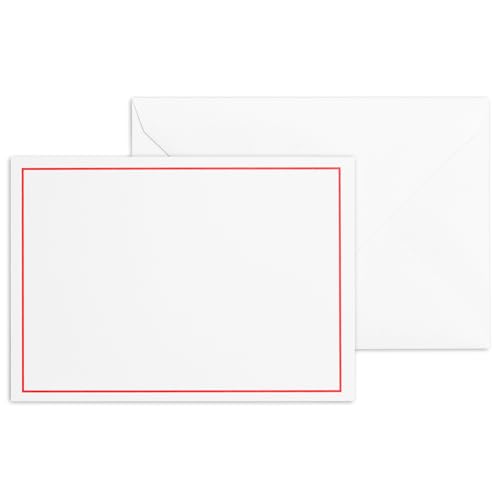 50er Set blanko Karten Compliment Cards inkl. Briefumschläge, Karten zum gestalten, beschriften oder bedrucken - DIN A6+ / C6 - weiß mit Rahmen (Orangeade) von Betterpress