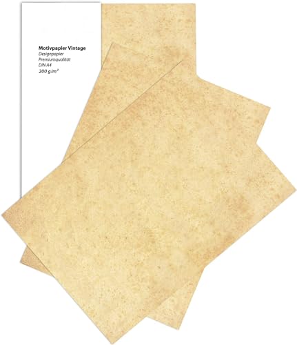 Betterpress® 50 Blatt Vintage Urkundenkarton 200g, A4 - Altes Papier- Premium Vintagekarton ideal als Speisekarte, Zertifikat und Urkunde von Betterpress