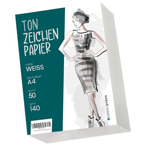 Tonpapier Weiß DIN A4 140 g 100 Blatt weißes Bastelpapier - Druckerpapier Tonkarton A4 Weiß zum Basteln und Gestalten Bastelpappe Scrapbook-Papier (100) von Betterpress