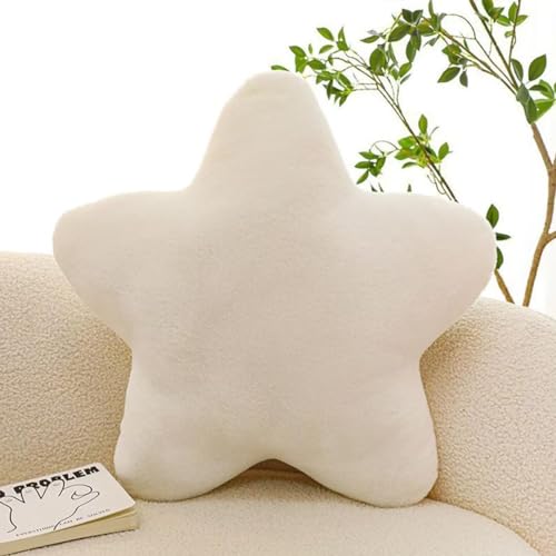 Bettschlange Kuschelkissen Kinder, Stern Kinderkissen, Weiche Flauschige Sternenkissen, Kissen Kinderzimmer Sternform Dekokissen für Mädchen & Jungen Zuhause Schlafzimmer,Weiß,30x30cm von Bettschlange