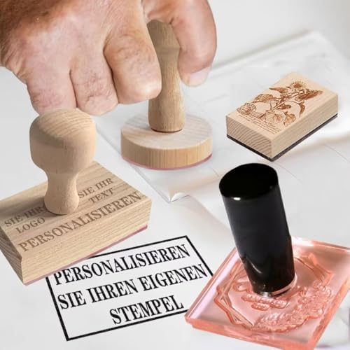 Stempel Personalisiert, Buchstempel Personalisiert mit Logo Und Namen, Stempel Weihnachten, Wunschtext, Holzstempel Ernsthaft,Quadrat,4x2cm von Bettschlange