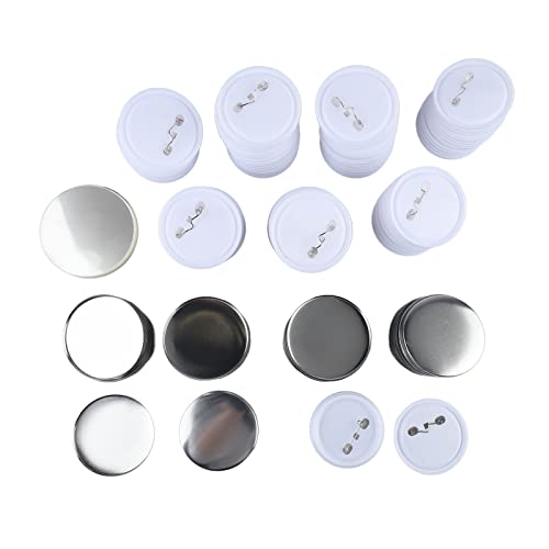 100 Set Button-Maker-Zubehör, leere Pin-Back-Button-Teile Pin-Back-Button-Teile 2,3 Zoll Durchmesser Weißblech wiederverwendbarer Kunststoff-Basis-Button-Herstellungszubehör für von Beufee