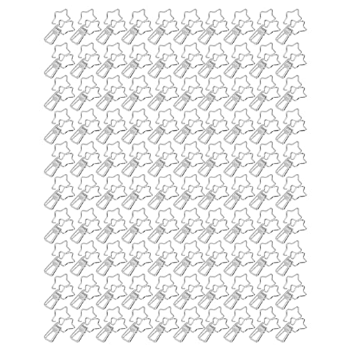 100 Stück Büroklammern, Stern-Binderklammern, kleine niedliche Metall-Büroklammern, Dokumenten-Lesezeichen, Organisationsklammern für Büro, Schule, Notizbuch, Planer (Silber) von Beufee