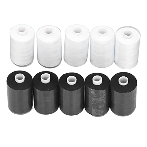 10pcs Nähfaden, Gewinde zum Nähen von Schwarz -Weiß 402 Polyester -Nähfaden -Polyester -Gewinde für die Nähmaschine von Beufee