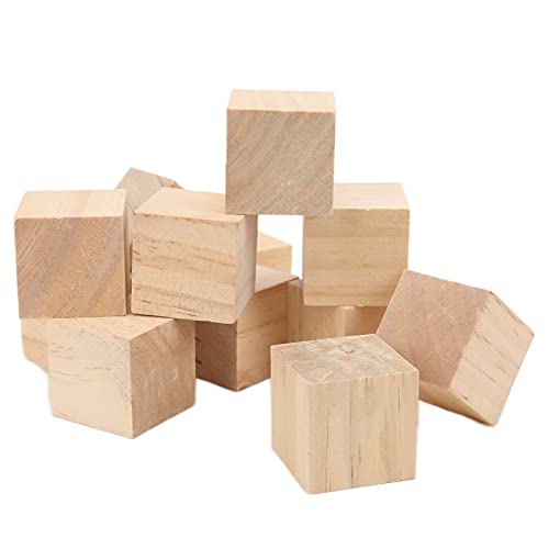 12 Stück Holzwürfel, unfertige Holzblöcke, leere Holzblöcke, quadratische Holzblöcke, einheitliche Größe, Holzblöcke für Kunst und Handwerk, 3,9 x 4,9 x 4,9 cm von Beufee