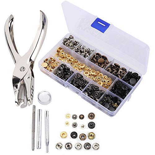 120 Sets Leder-Druckknopf-Set, 12,5 mm, 6 Farben, Druckknopf-Werkzeug-Set, Knopf-Druckknöpfe und Installationswerkzeuge für Kleidung, Armbänder, Taschen von Beufee