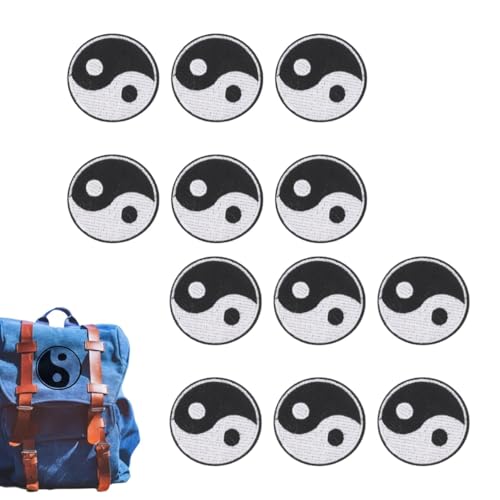 12PCS Yin Yang Patches, Tai Chi Pattern Iron on Patch Cotton Sew on Applique Taoism Symbol Embroidered Badge for Clothe Hat Backpack von Beufee