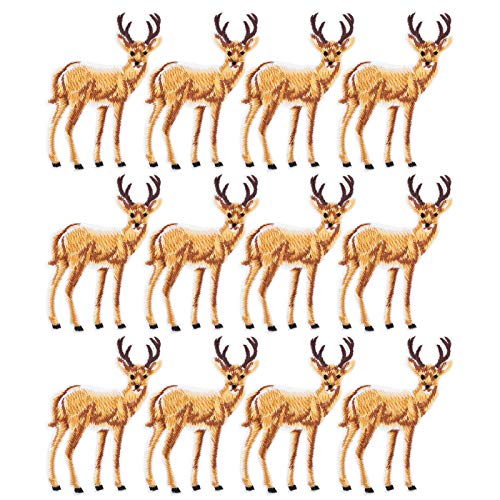 12pcs Hirsch -Eisen auf Flecken, Stickstoffaufkleber Hirsch Stickstoffaufkleber Bag Stickerei Applique Sticker Aufkleber von Beufee