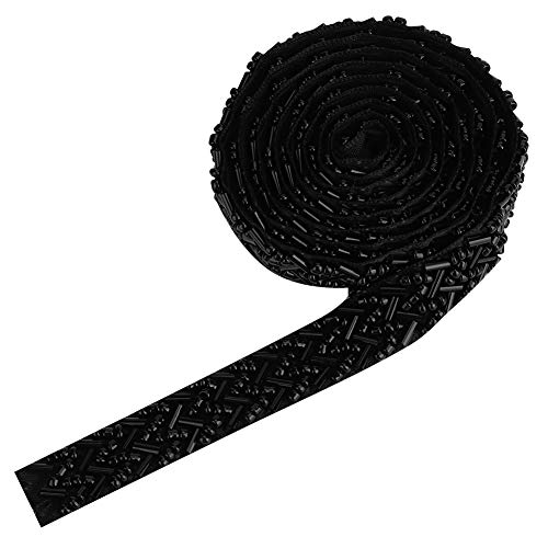 2 Roll Perlenband, 1 -Yard -Spitzenbänder Perlen Perlen Dekorative Klebeband Perlen Perlenverkleidung Nähdekoration Accessoires für Kleidungsdekoration (1,5 cm schwarze doppelte Acht-Tube-Perlen) von Beufee