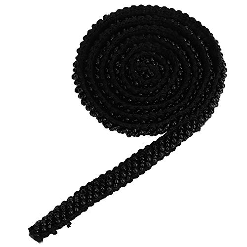 2 Roll Perlenband, 1 -Yard -Spitzenbänder Perlen Perlen Dekorative Klebeband Perlen Perlenverkleidung Nähdekoration Accessoires für Kleidungsdekoration (1 cm schwarze schräge Perlen) von Beufee