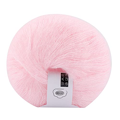 2 Stück Mohair-Garn, Wollgarn zum Stricken, Merino-Angora-Mohair-Garn, weiches Mohair-Strickwollgarn, Mohair-Garn für Strickgarn-Zubehör (40 light pink) von Beufee