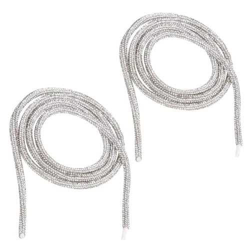 2Pcs Strass Rohr Seil Trim Kette, 1M Strass Dekoration für Kleidung Schuhe Hüte, Nähen Perlen Trim für Schmuck Herstellung, Silber Strass Strass Zahn Edelstein Kit Perlen für Handwerk, Haarseil von Beufee