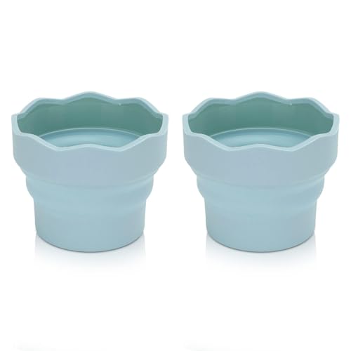 Beufee 2PCS Wasserfarben, Zusammenklappbare Pinsel-Unterlegscheibe, Tragbare Silikon-Wascheimer-Bürstenhalter-Reiniger Malerei-Wasser-Cup Wasserfarbkasten Pinselbecher von Beufee