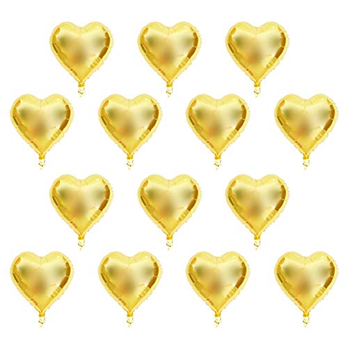 20 Stück Herz-Folienballons, 25,4 cm, herzförmige Luftballons, Folien-Herz-Helium-Ballon, Herz-Folienballons für Partyzubehör, Geburtstag, Hochzeit (gold) von Beufee