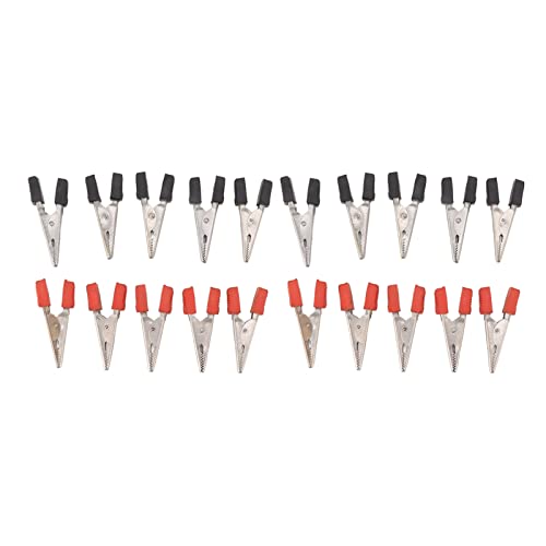 20pcs Krokodilclip, Edelstahl -Batterie -Kabelklammern Elektrische Testklemme Red Black Crocodile -Klemmen mit 1 cm Öffnung von Beufee