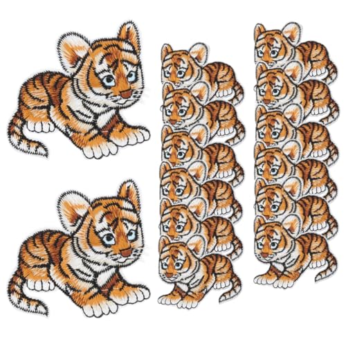 24 -pcs -Eisen auf Flecken, Stickstoffaufkleber süßes Tigermuster Patch Nähen Applikationen für Kleider Jeans Hüte Schuhe von Beufee