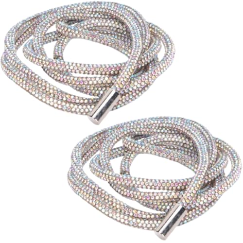 2pcs 6mm Strass -Glitzer -Seile, Strassschuhschnürsenkel Kristallbling glänzend Runde Glitzer Seilkristalldekoration Accessoire für Kleidung DIY -Nähen Shoelaces (AB Farbe) von Beufee