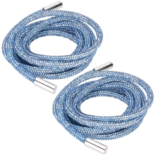 2pcs 6mm Strass -Glitzer -Seile, Strassschuhschnürsenkel Kristallbling glänzend Runde Glitzer Seilkristalldekoration Accessoire für Kleidung DIY -Nähen Shoelaces (Hellblau) von Beufee