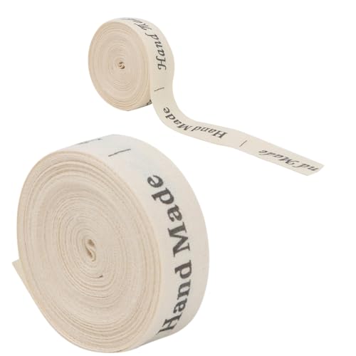 2pcs Baumwollband, 1,5 cm handgefertigtes Verpackungsband Baumwollriten Ribbon Cartoon bedrucktes Baumwollband für Bastelankleidung (Handgefertigt alle englischen Buchstaben) von Beufee