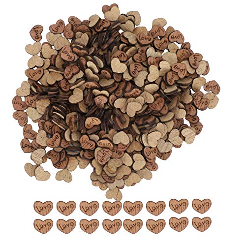 300pcs Holz Herz Konfetti, Holzherzen für Handwerk herzförmige Holzspäne Holzherzen Ornament für Valentinstag Hochzeitsdekoration von Beufee