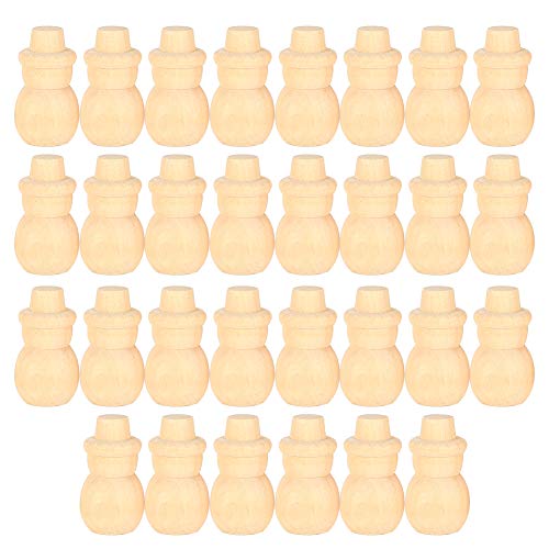 30pcs hölzerne Peg -Puppen, unvollendete Schneemann Holz winzige Puppenholz Schneemann Figuren Massive Holzhandwerks Ornamente für Kindergärteien Kinder von Beufee