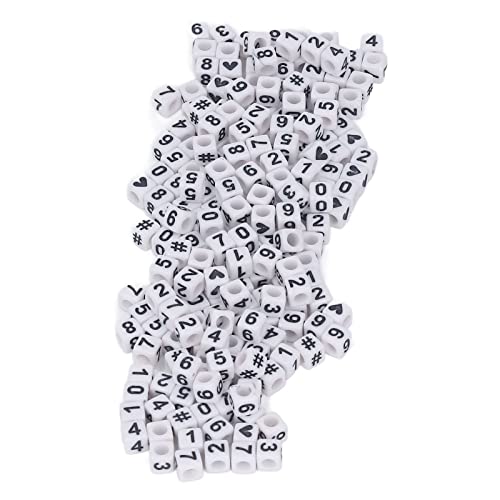 600pcs Zahlenperlen, 7x7mm Acrylwürfel Perlen weiße Alphabetperlen Buchstaben Perlen Lose Perlen für Schmuckabende von Beufee