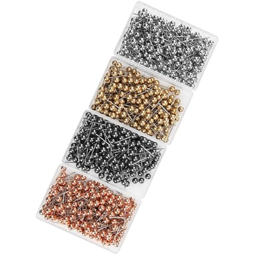 800PCS Four Colors Round Pearl Head Pins, Dressmaking Sewing Pin Fixed Marking Tool Straight Quilting Pins Multi Color Round Pearl Head Pins Dressmaking Sewing Fixed Marking Tool von Beufee